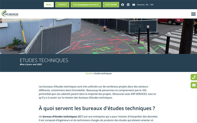 Site vitrine d'ERP Services